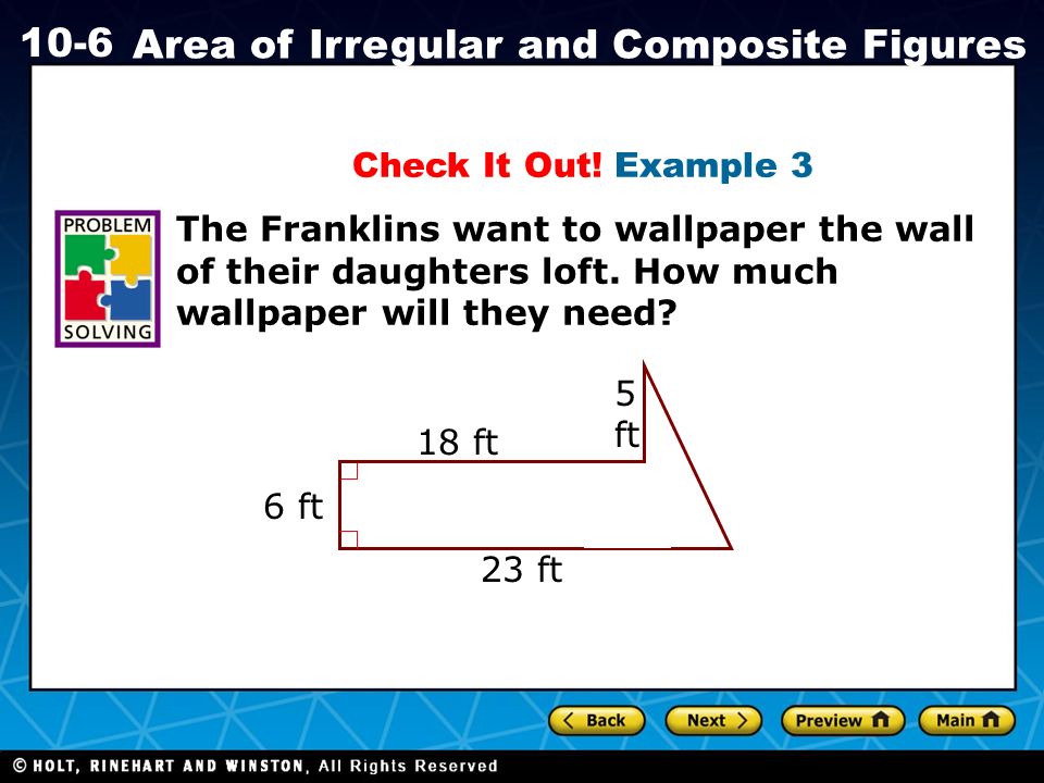 lesson 10-6 problem solving area of irregular and composite figures lesson 10-6 problem solving area of irregular and composite figures