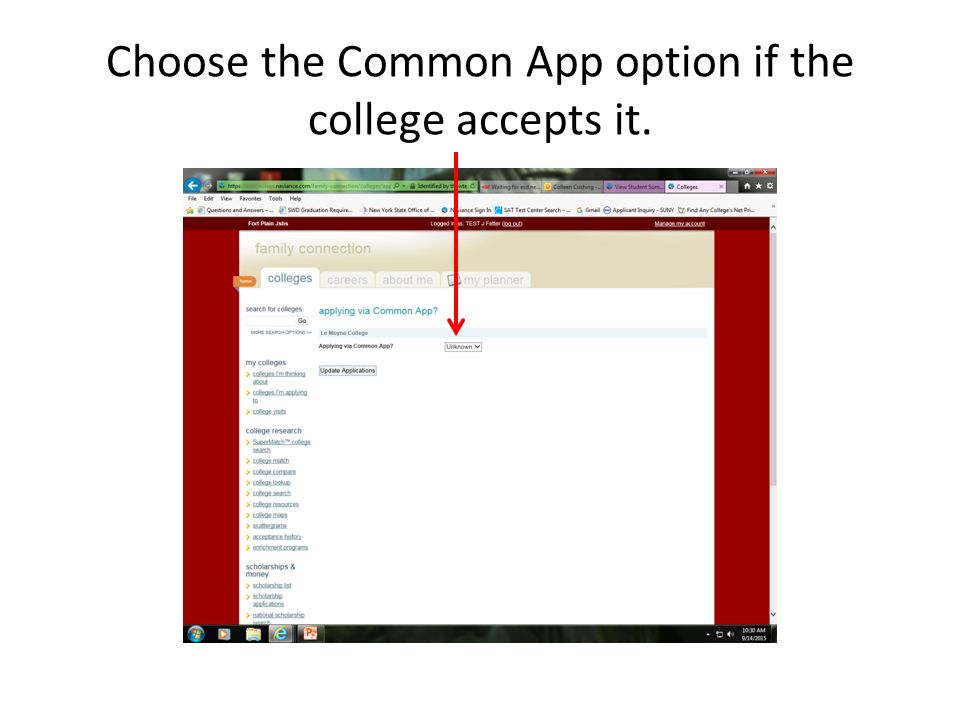 Choose the Common App option if the college accepts it.