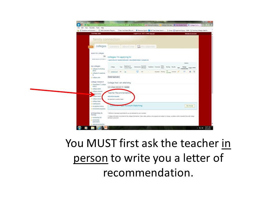 You MUST first ask the teacher in person to write you a letter of recommendation.