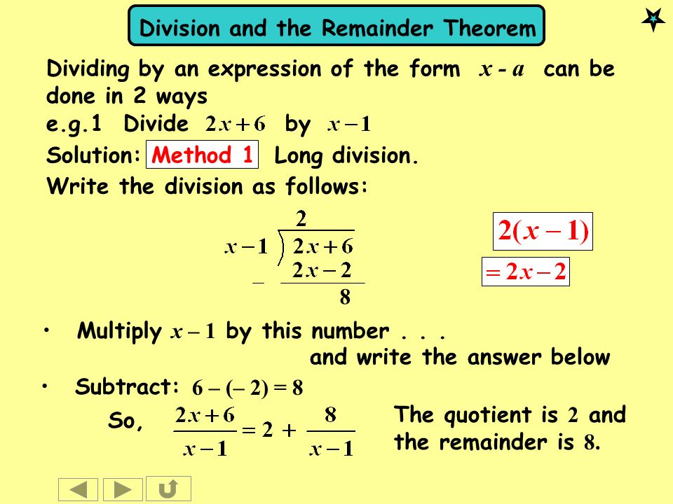 22: Division And The Remainder Theorem © Christine Crisp “Teach A Level Maths” Vol. 1: As Core Modules. - Ppt Download