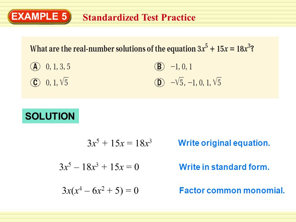 EXAMPLE 5 Standardized Test Practice SOLUTION 3x x = 18x 3 Write original equation.