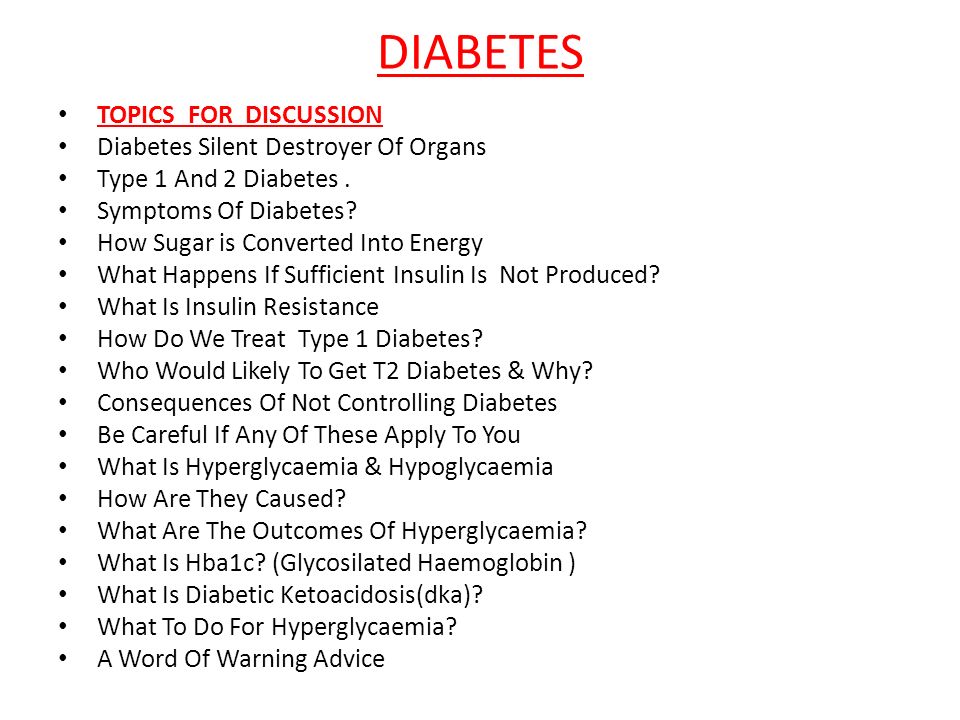 diabetes topics for presentations)