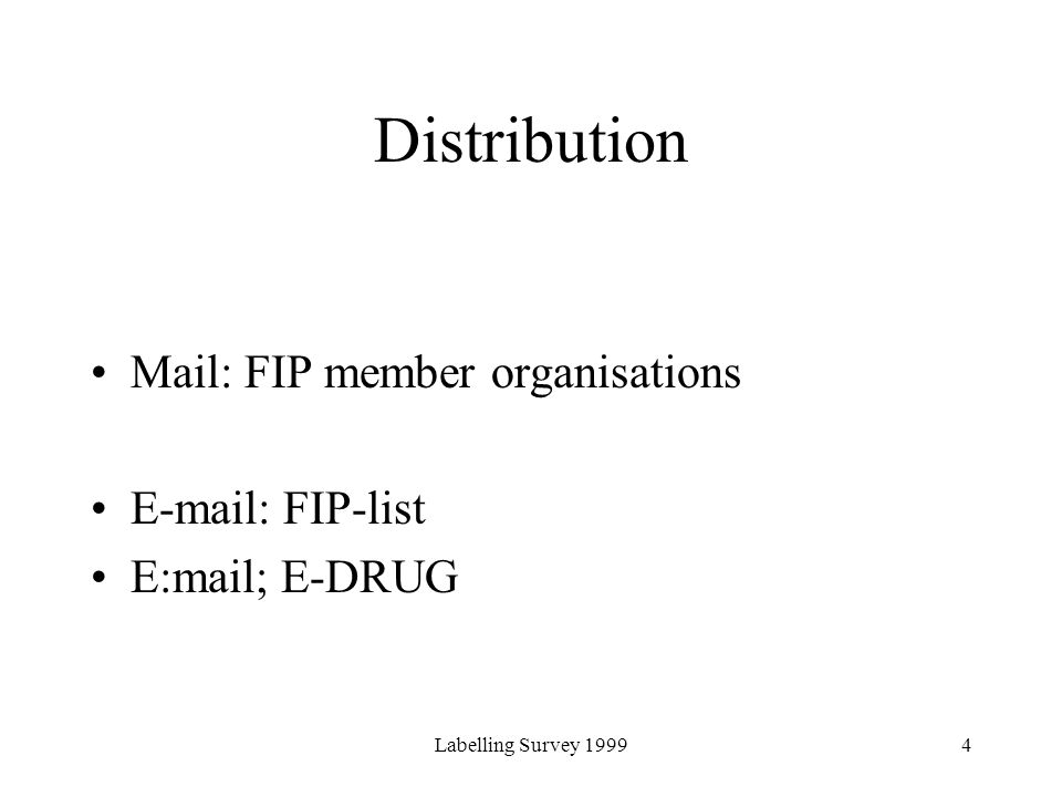Labelling Survey Distribution Mail: FIP member organisations   FIP-list E:mail; E-DRUG