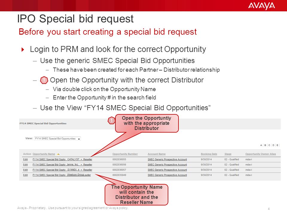 Avaya - Proprietary. Use pursuant to your signed agreement or Avaya policy.  1 Create an IPO Special bid in an APM world. - ppt download