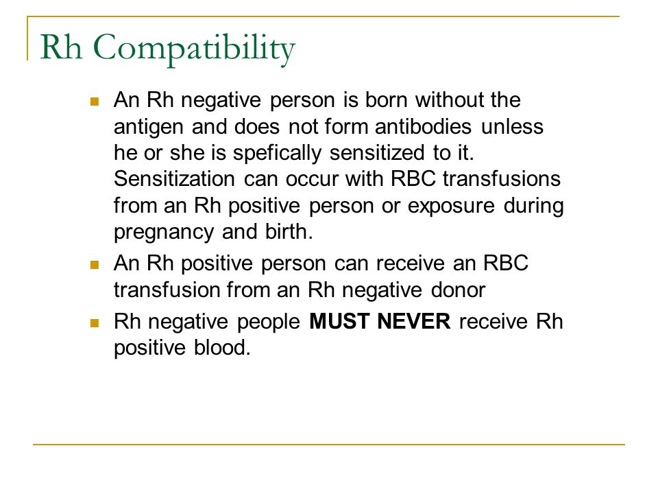 Rh Incompatibility Chart