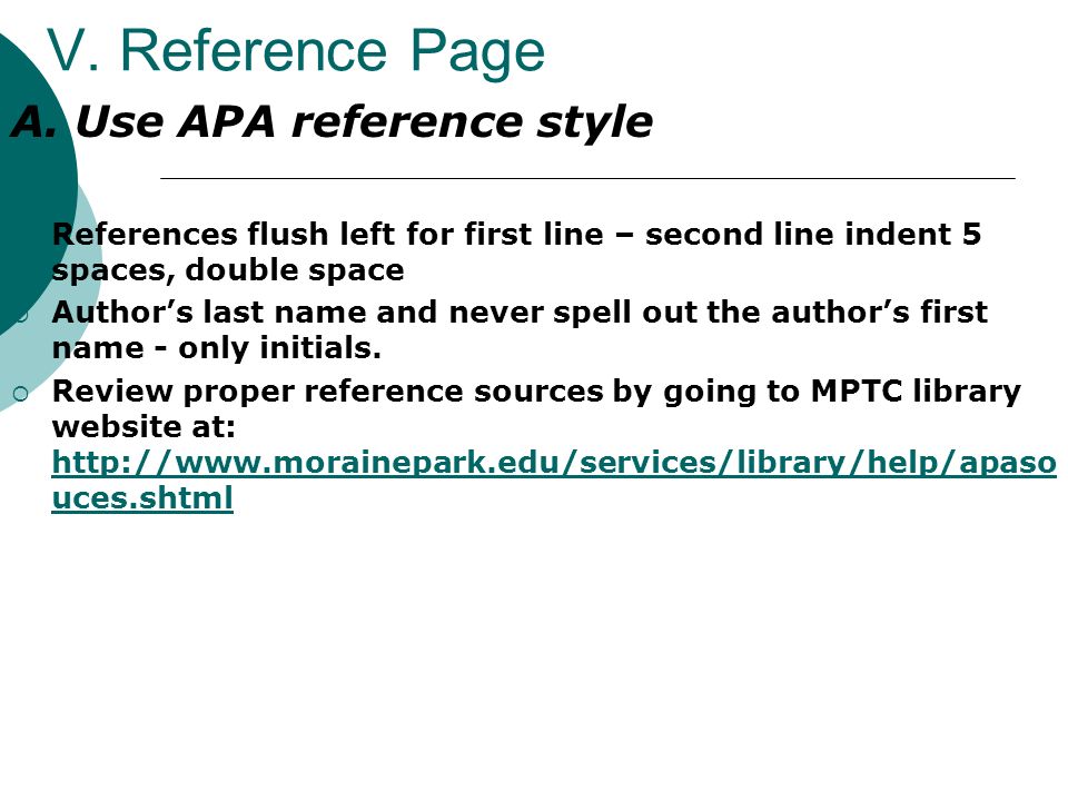 V. Reference Page A.