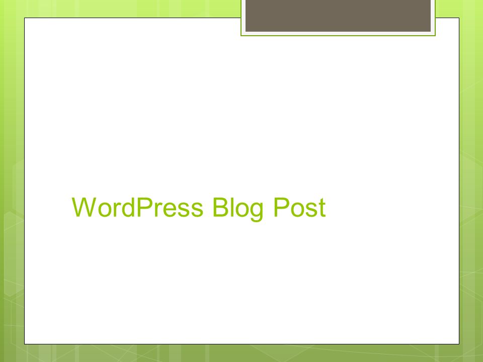 WordPress Blog Post