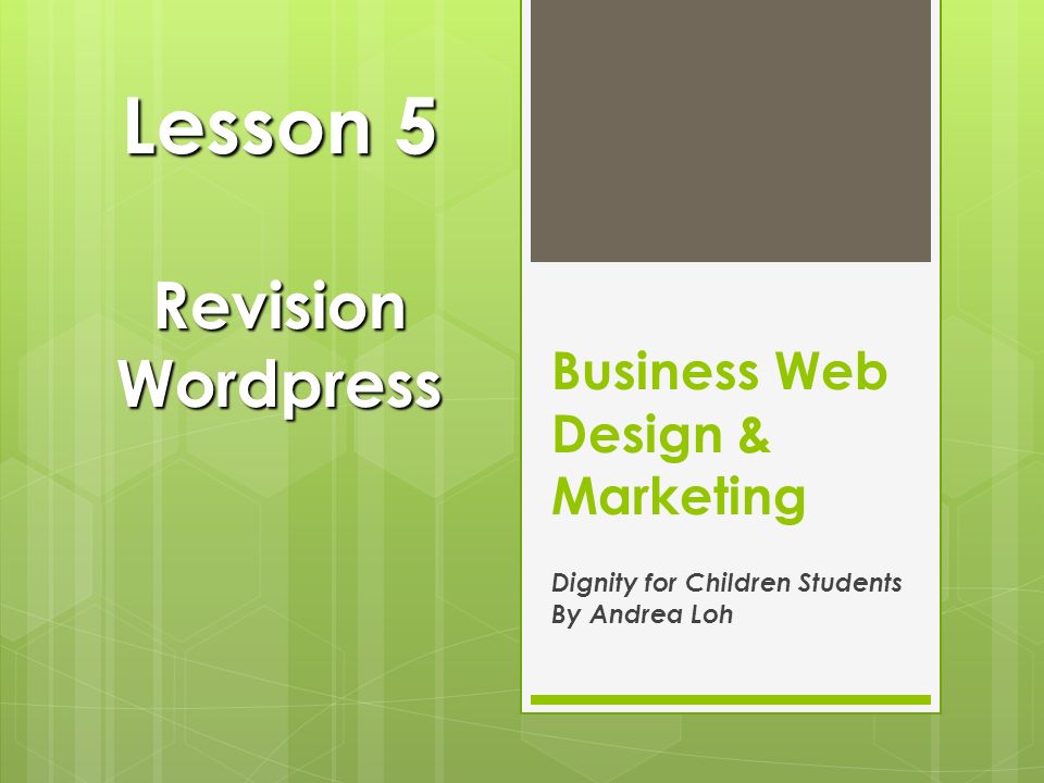 Business Web Design & Marketing Dignity for Children Students By Andrea Loh Lesson 5 Revision Wordpress