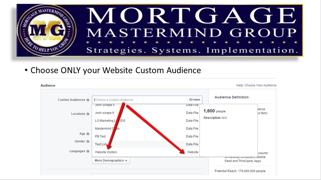 Choose ONLY your Website Custom Audience