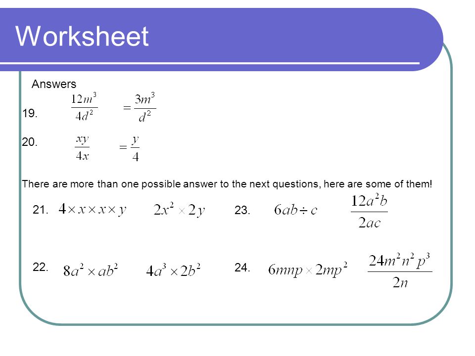 Worksheet Answer the questions on the worksheet in your books.