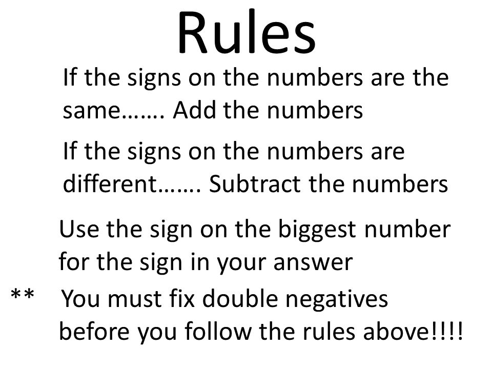 Rules If the signs on the numbers are the same…….