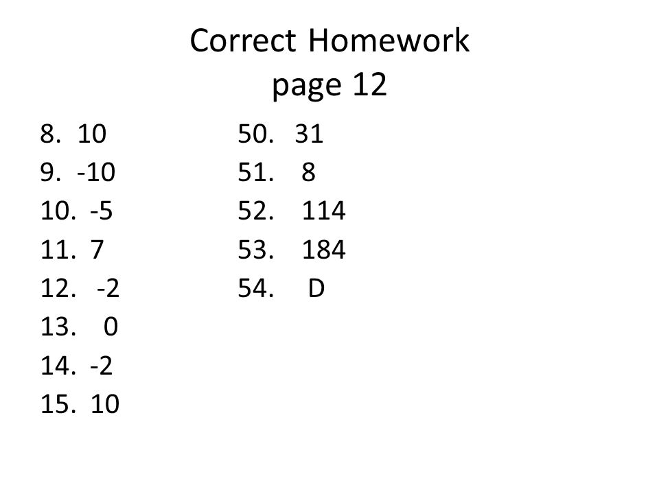 Correct Homework page