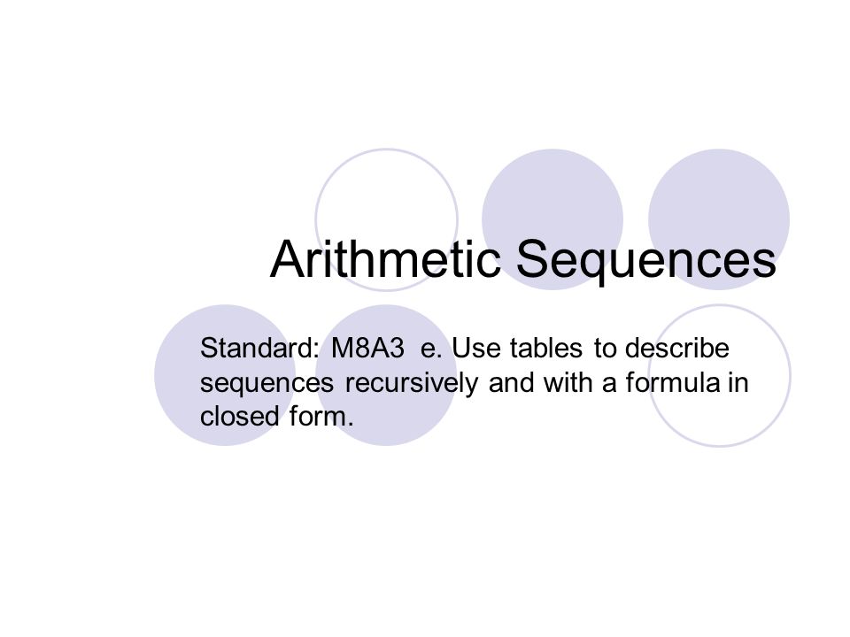Arithmetic Sequences Standard: M8A3 e.