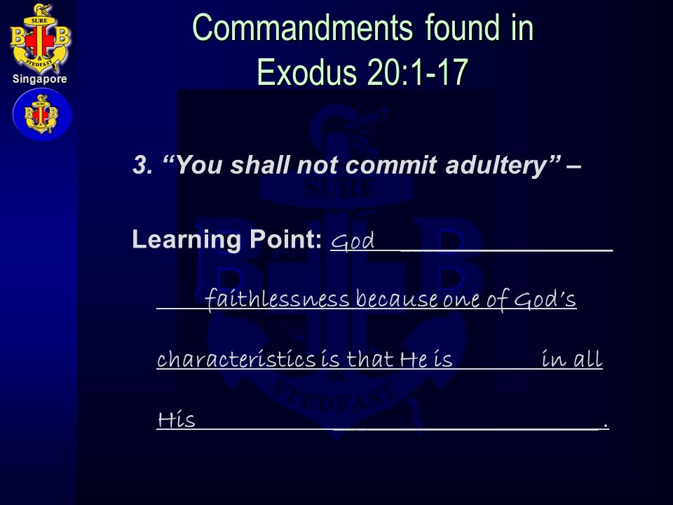 Singapore Commandments found in Exodus 20:
