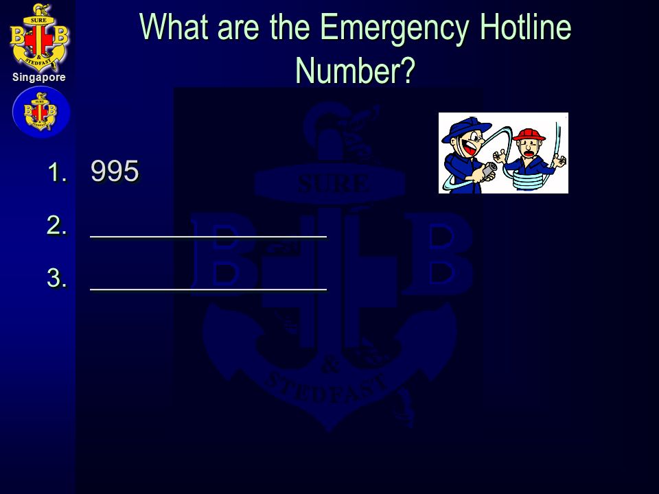 Singapore What are the Emergency Hotline Number. 1.