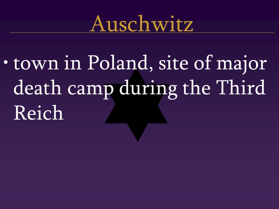 Auschwitz town in Poland, site of major death camp during the Third Reich