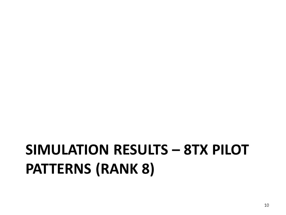 SIMULATION RESULTS – 8TX PILOT PATTERNS (RANK 8) 10