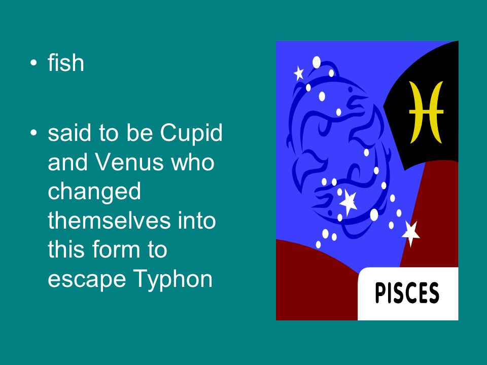 fish said to be Cupid and Venus who changed themselves into this form to escape Typhon