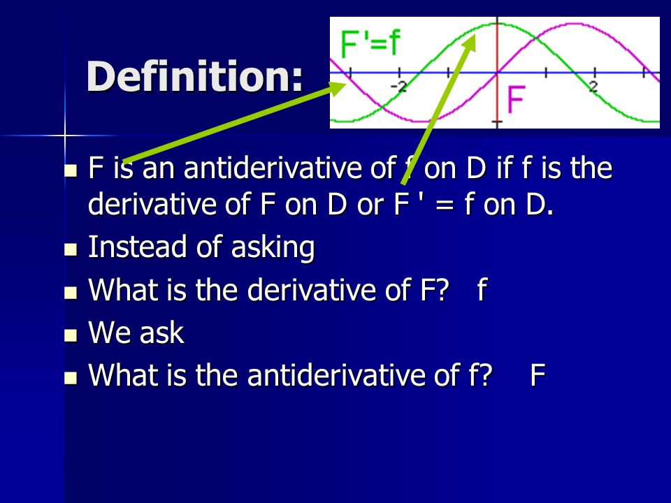 Definition: Instead of asking Instead of asking What is the derivative of F.