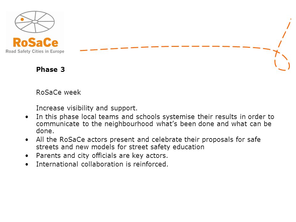 Phase 3 RoSaCe week Increase visibility and support.