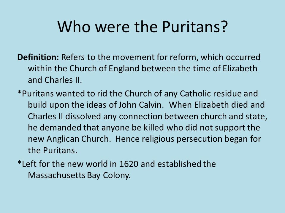 examples of puritanism today