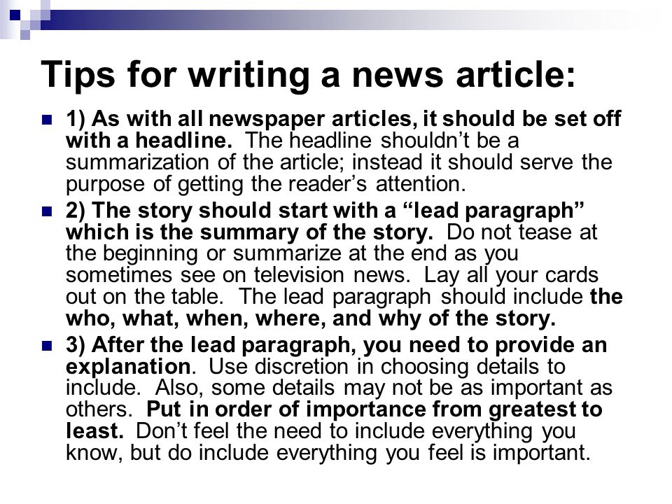 how to write a news story
