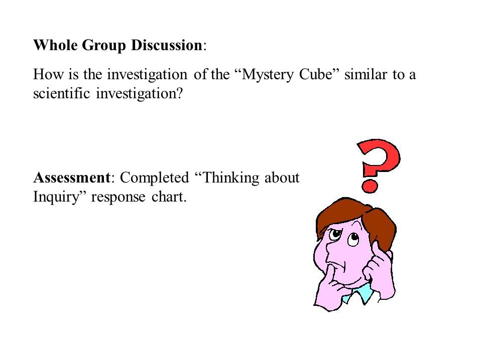 Whole Group Discussion: How is the investigation of the Mystery Cube similar to a scientific investigation.