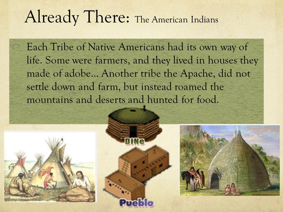 Already There: The American Indians Each Tribe of Native Americans had its own way of life.