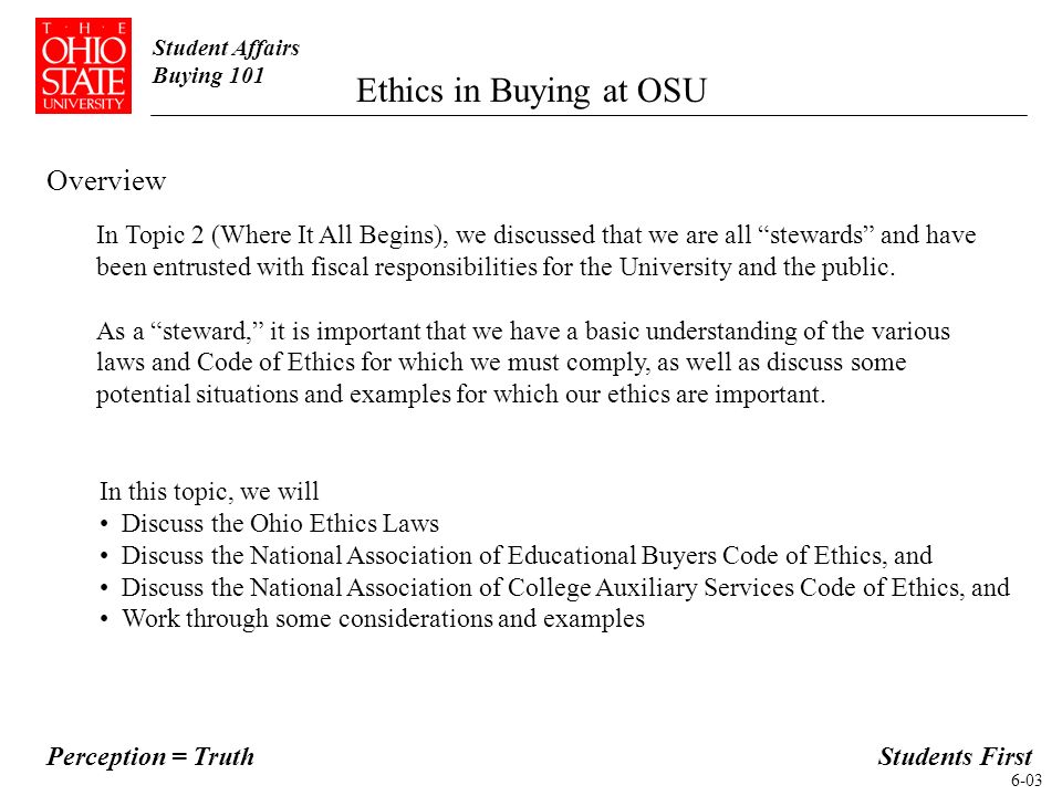 Student Affairs Buying 101 Ethics In Buying At Osu Students First Topic Ppt Download Student Affairs Buying 101 Ethics In Buying At Osu Students First Topic Ppt Download