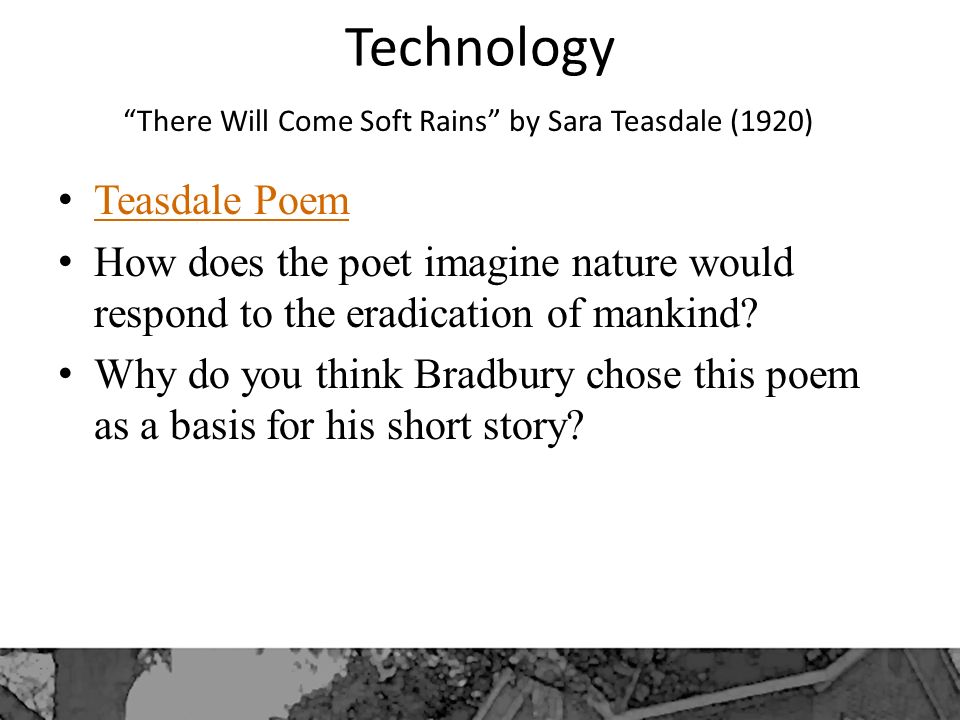 sara teasdale there will come soft rains analysis