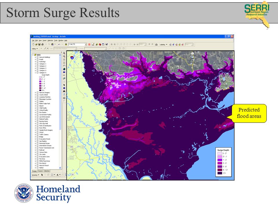 Storm Surge Results Predicted flood areas