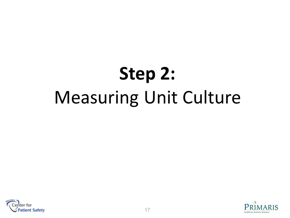 Step 2: Measuring Unit Culture 17