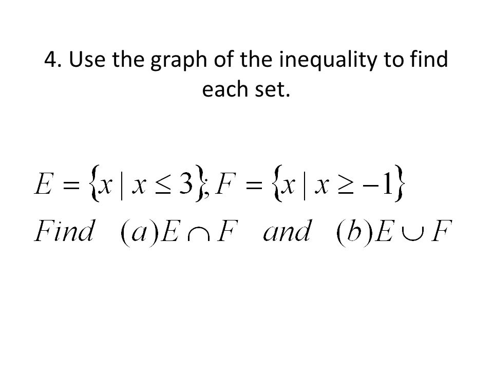 4. Use the graph of the inequality to find each set.