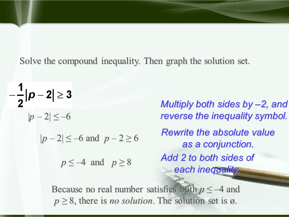 Solve the compound inequality. Then graph the solution set.