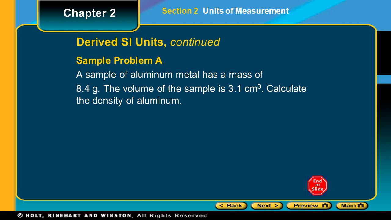 Sample Problem A A sample of aluminum metal has a mass of 8.4 g.