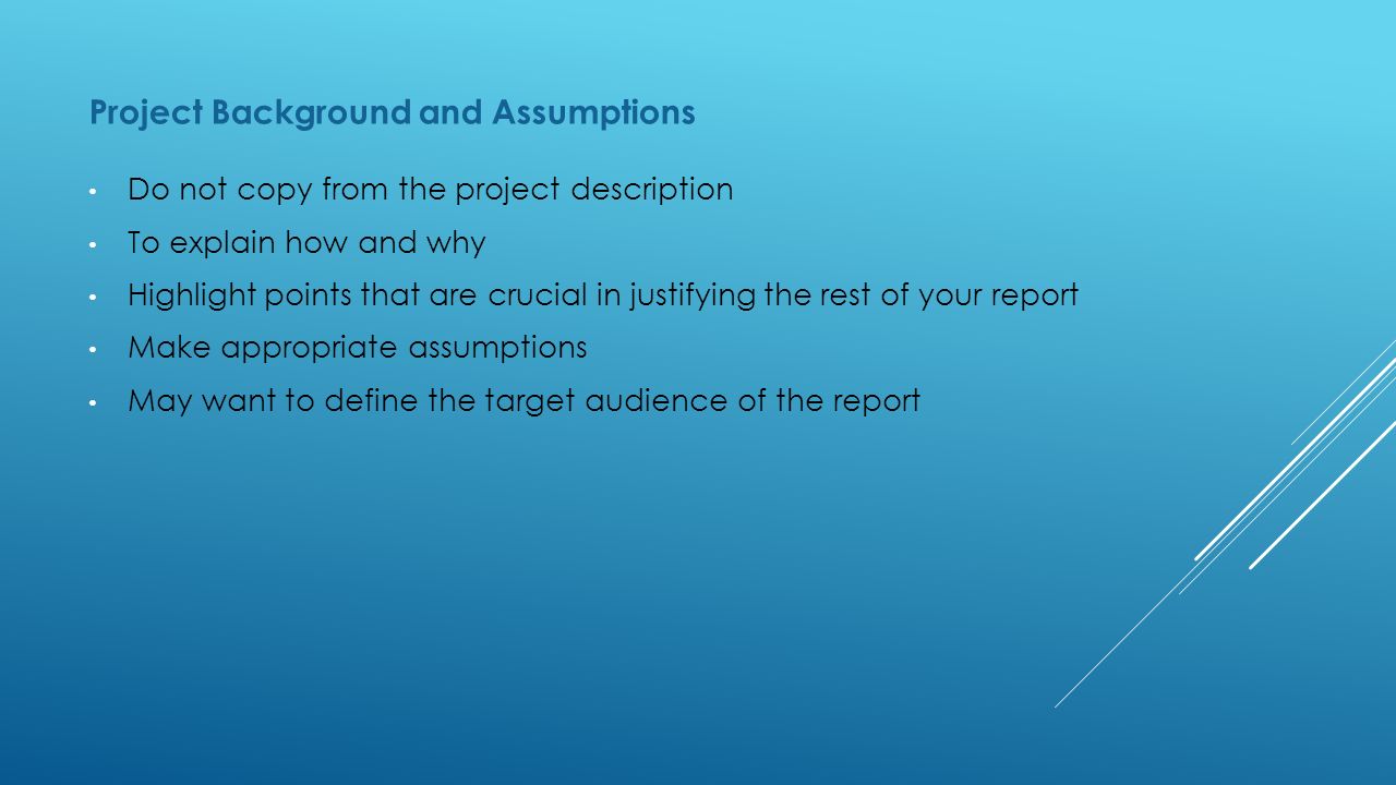 Project Report. Suggested TOC Executive Summary Project Background ...