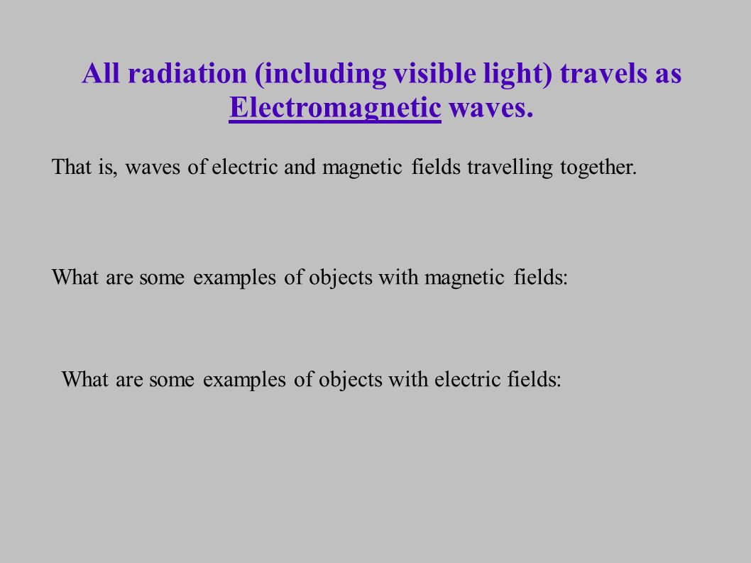 All radiation (including visible light) travels as Electromagnetic waves.