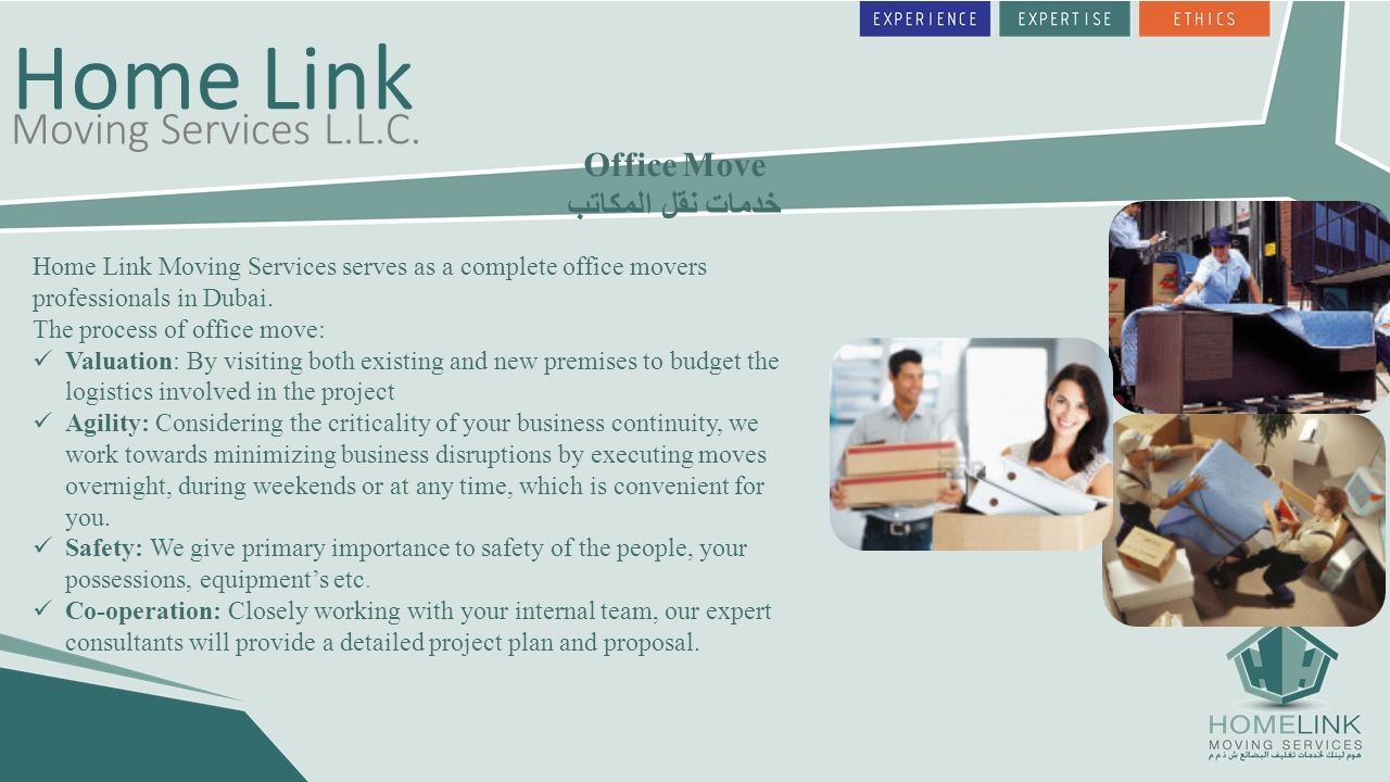 Office Move خدمات نقل المكاتب Home Link Moving Services serves as a complete office movers professionals in Dubai.