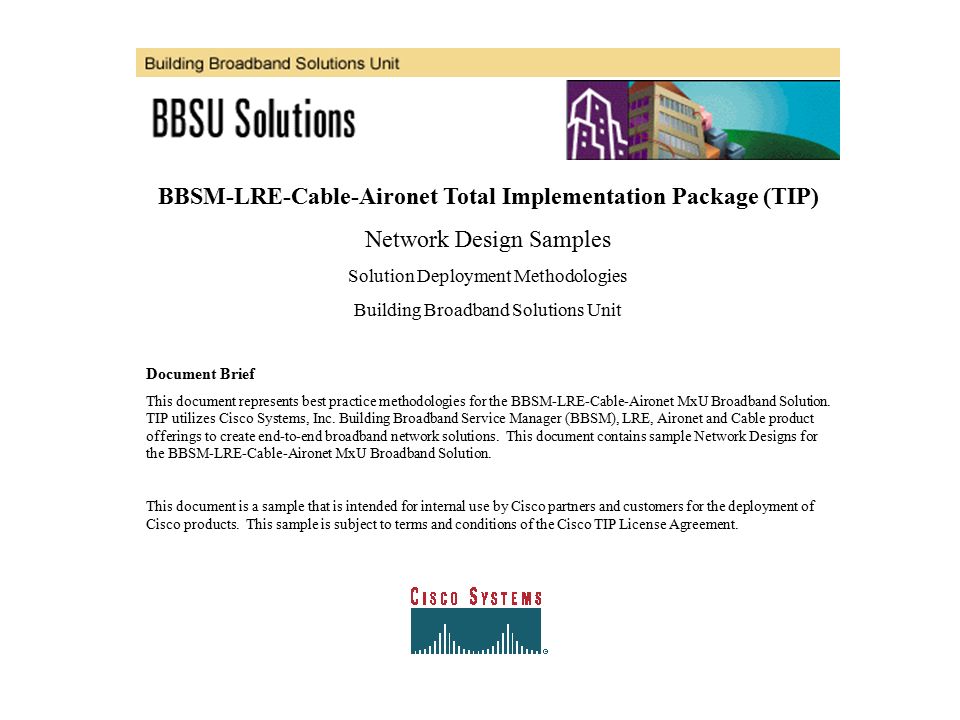 bbsm lre cable aironet total implementation package tip network sample network design