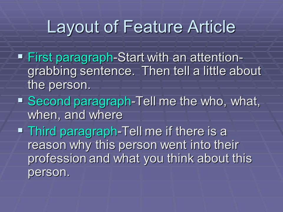 how to write an article about a person