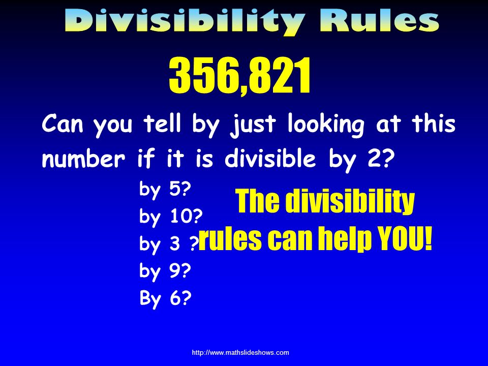 What is Divisibility Divisibility means that after dividing, there will be No remainder.