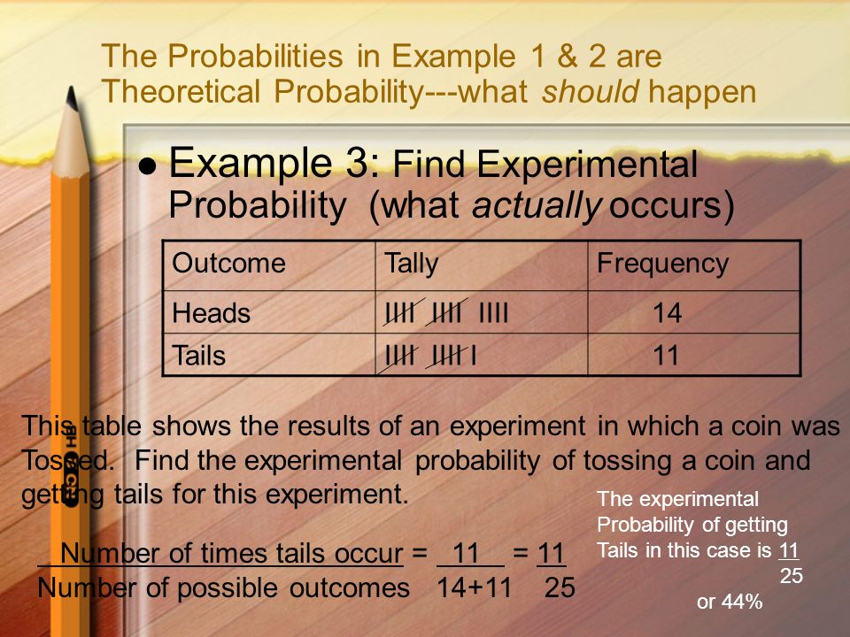 Refer to the previous chart P(event) = Number of favorable outcomes Number of possible outcomes Suppose two dice are rolled.