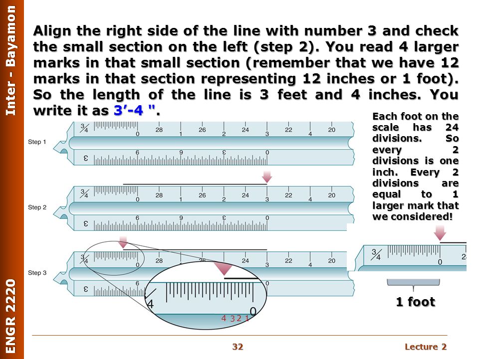 Lecture 2 ENGR 2220 Inter - Bayamon Align the right side of the line with number 3 and check the small section on the left (step 2).