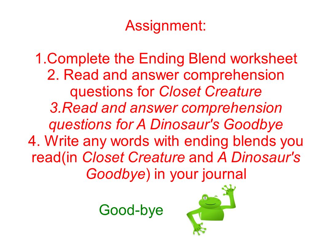 Level 3 Language Arts With Ms Sheri Lesson 7 Ending Blends
