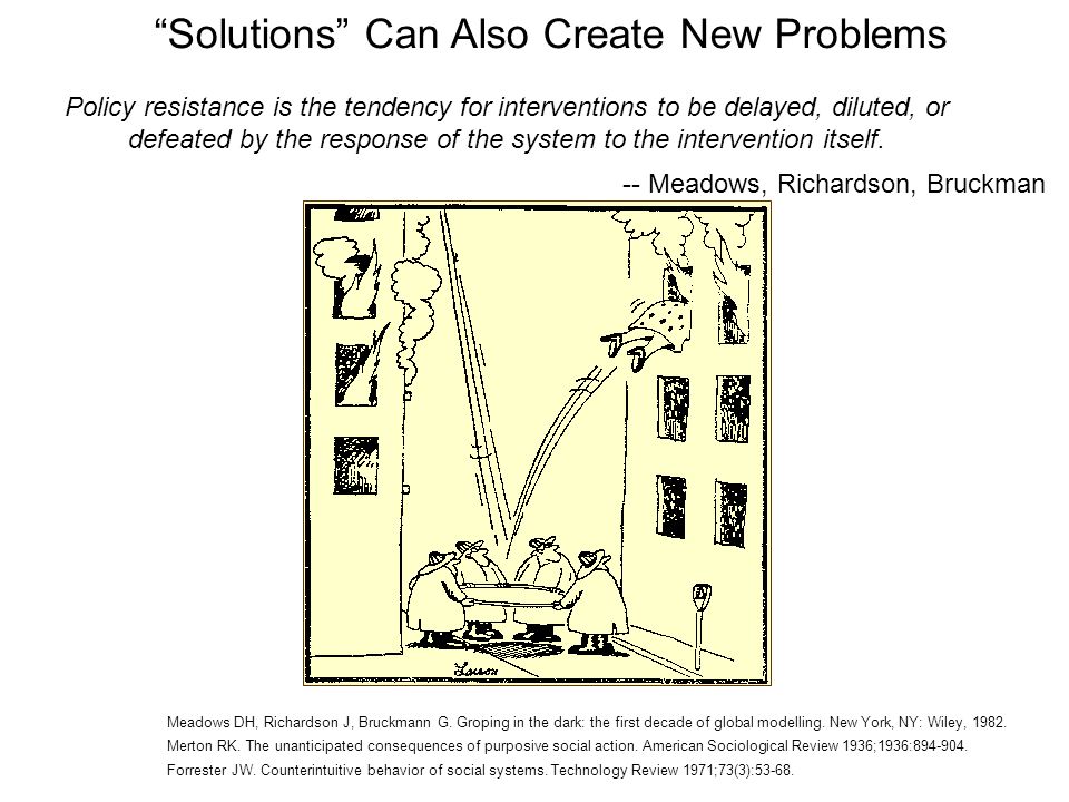 Solutions Can Also Create New Problems Meadows DH, Richardson J, Bruckmann G.