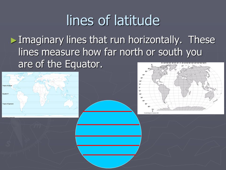 Equator ► Imaginary line that is halfway between the North and South Pole.