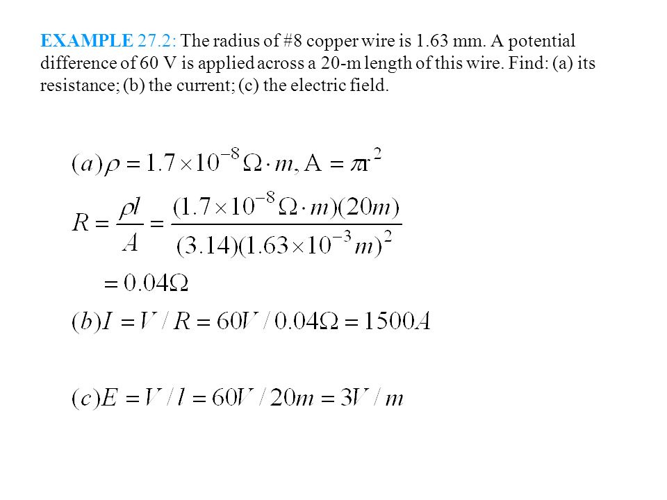 EXAMPLE 27.1: A copper wire carries a current of 10 A. It has a cross-  sectional area of 0.05 cm 2. Estimate the drift velocity of the electrons.  - ppt download