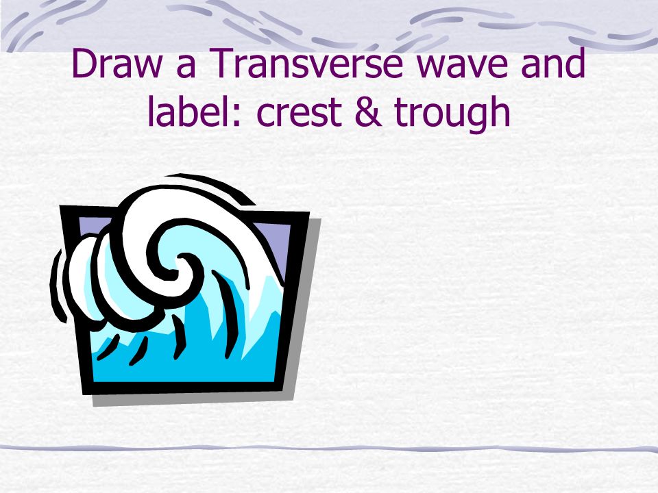 Draw a Transverse wave and label: crest & trough