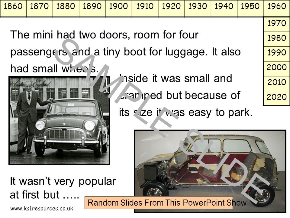 The mini had two doors, room for four passengers and a tiny boot for luggage.