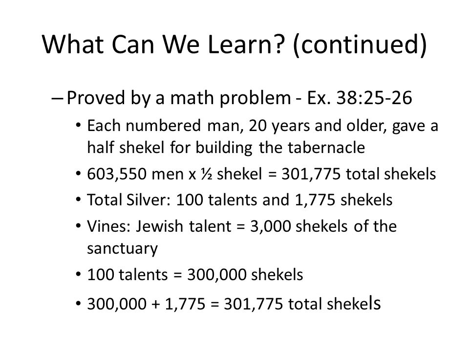 What Can We Learn. (continued) – Proved by a math problem - Ex.